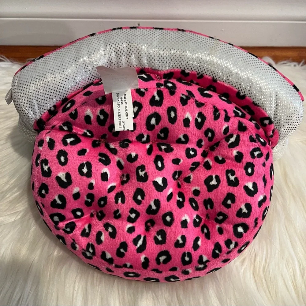 Justice Royal Plush Pet Bed Pink & Black Cheetah Print for 18” Dolls - No Cat